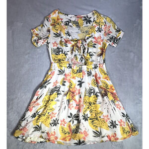 Free People Dress Womens 0‎ MultiColor Floral Part Time Lover Cut Out Tie Mini